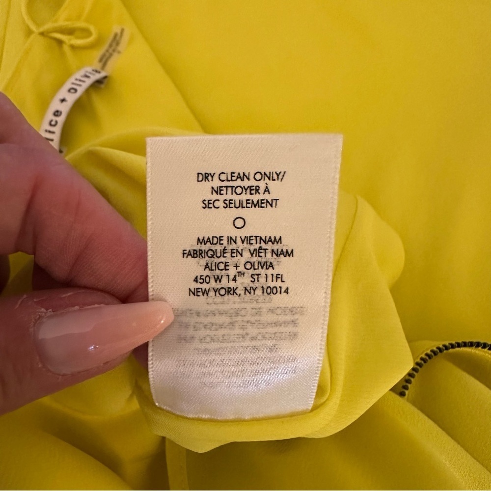 Alice + Olivia Harmony Mini Slipdress Satin 90s Cowl Neck in Canary Yellow - Picture 5 of 11